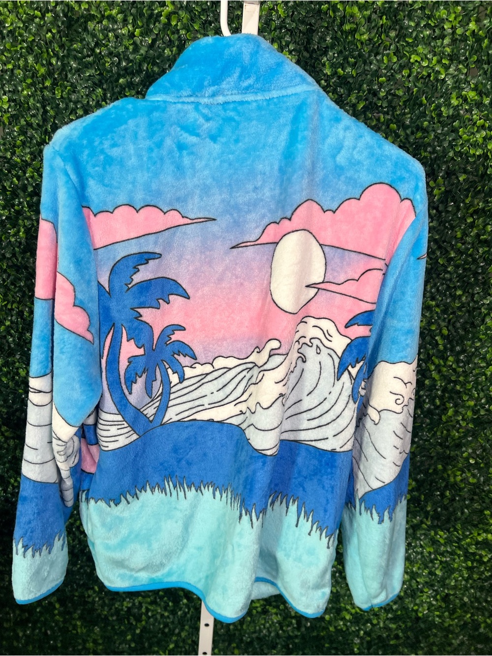 Disney Blue and Pink Tropical Scene Bomber Jacket